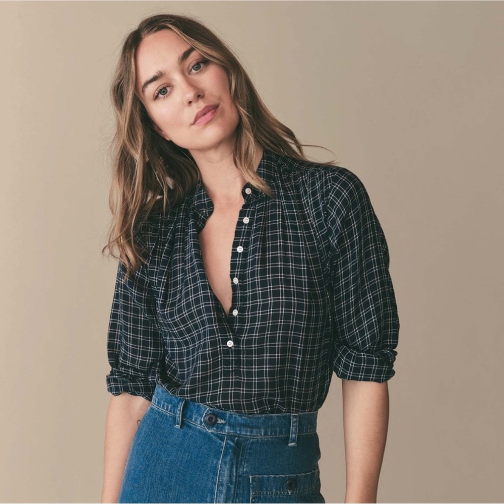 Doen Holde top in Bleu Cottage Plaid